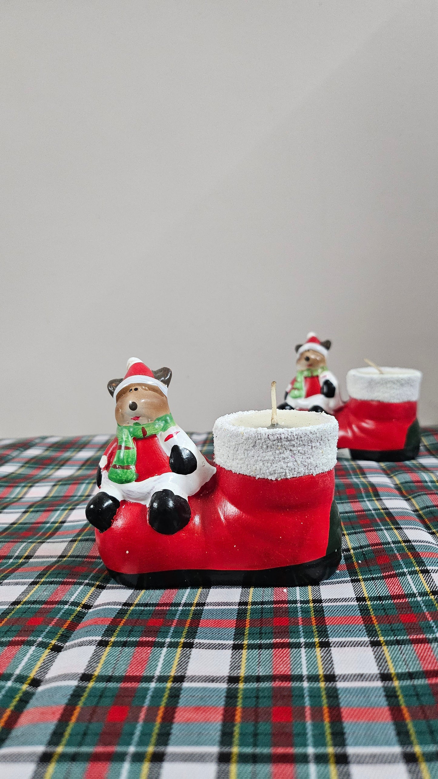 Miniature Christmas Teddy Tea Light Candle-Set of 2PC