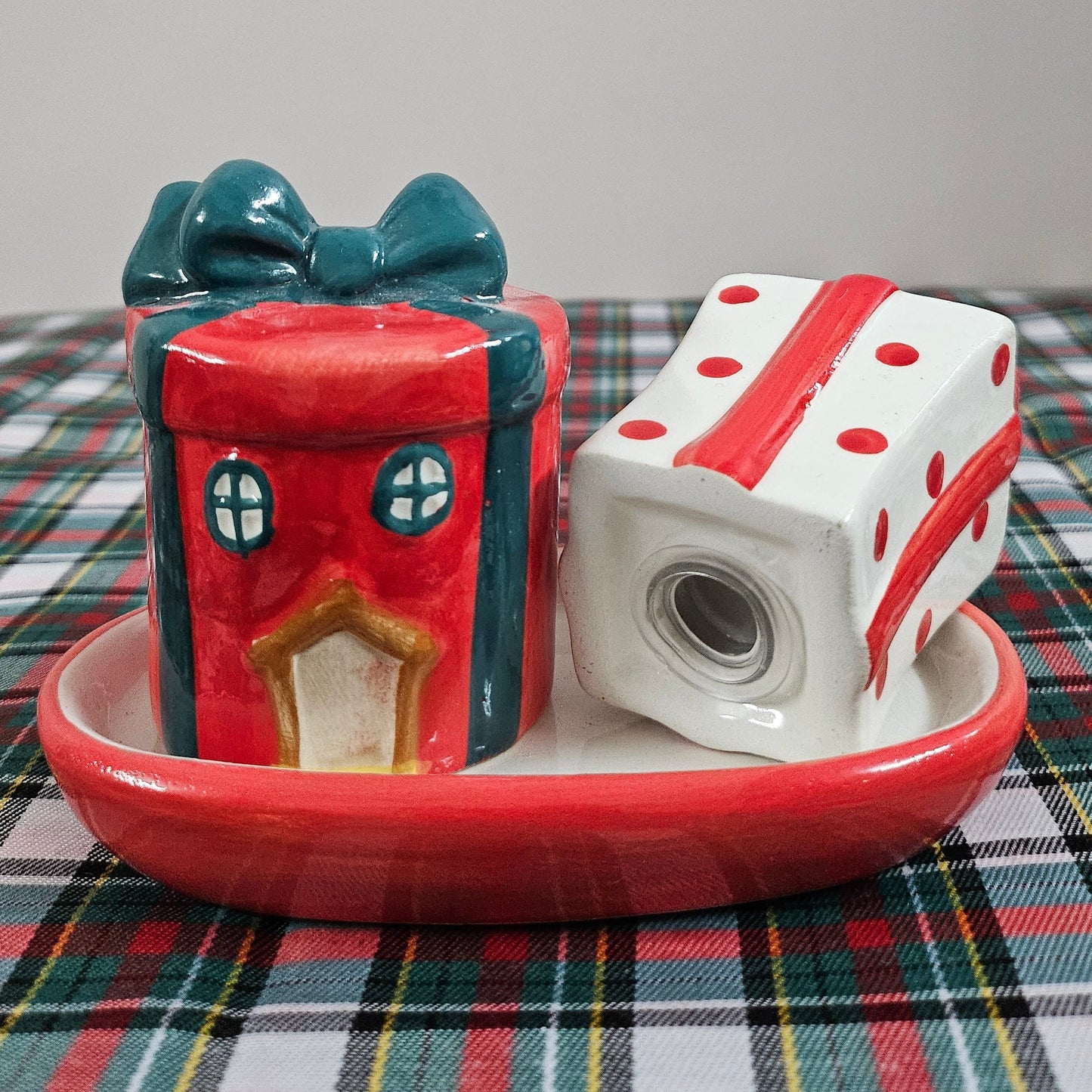 Salt and Pepper  Dispenser - Christmas Theme /Ceramic