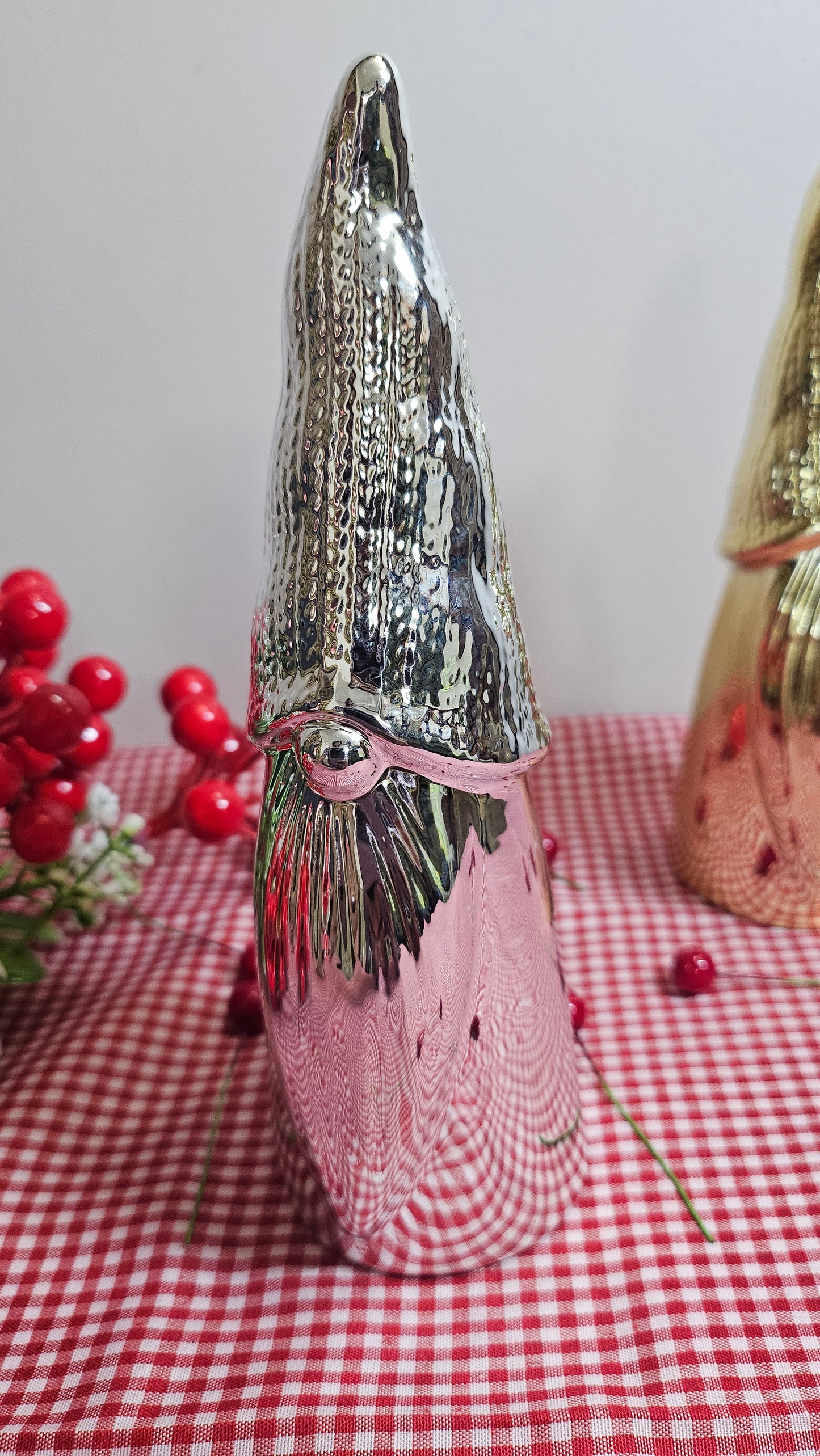 Santa Gnome Christmas Showpiece Silver/Golden 1 pc