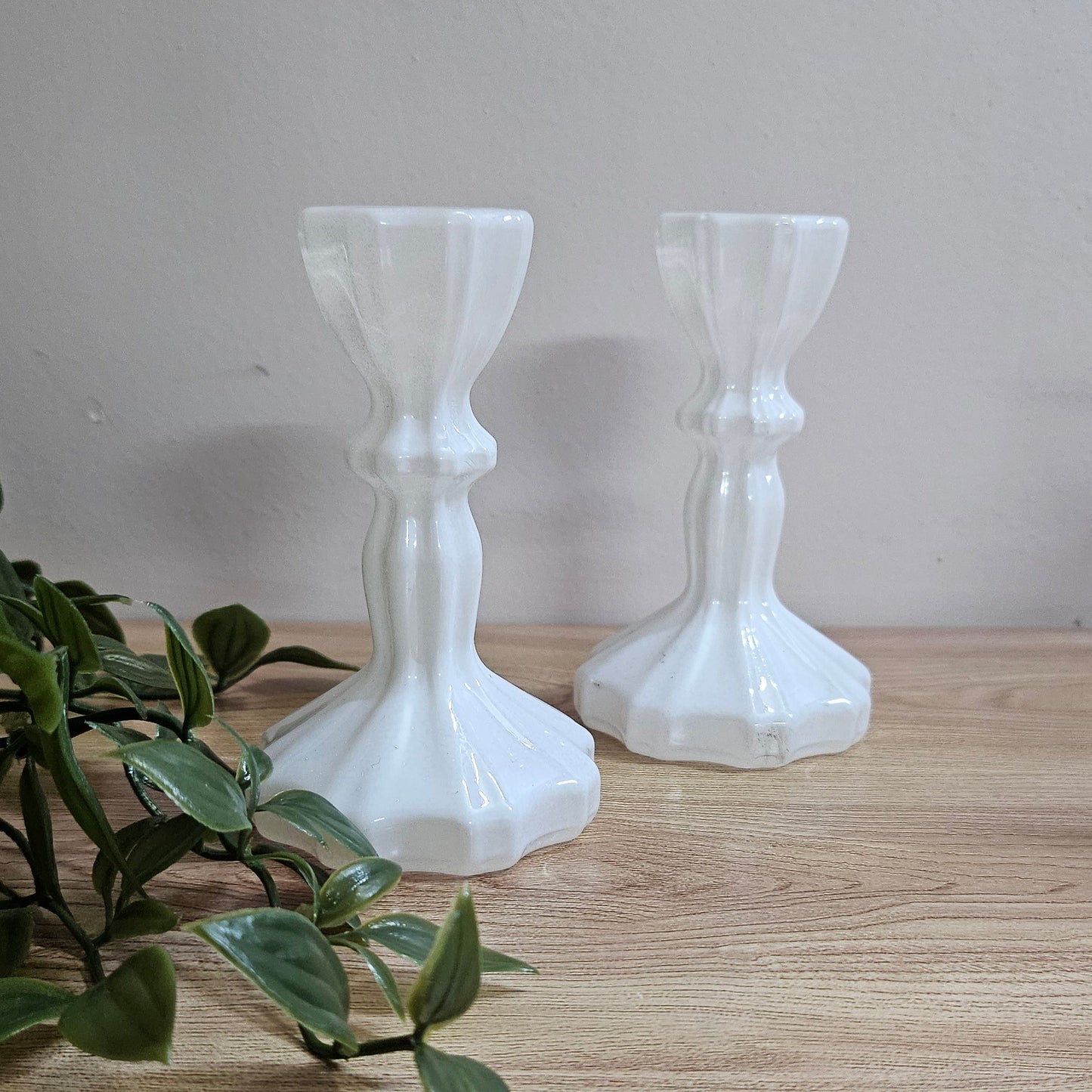 Candle Holder Stand, Antique White/ Pack of 2