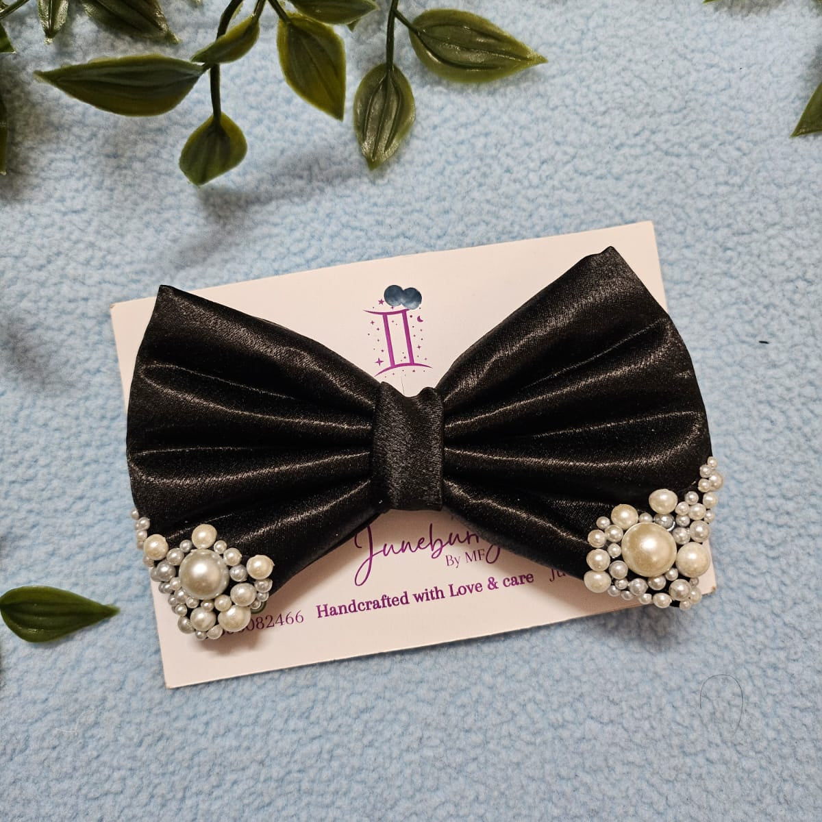 Pearl Hair Bow/Black