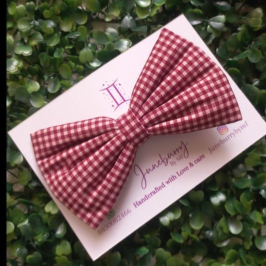 Maroon Checks Classic Bow