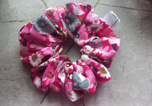 Pink Flowery Scrunchie