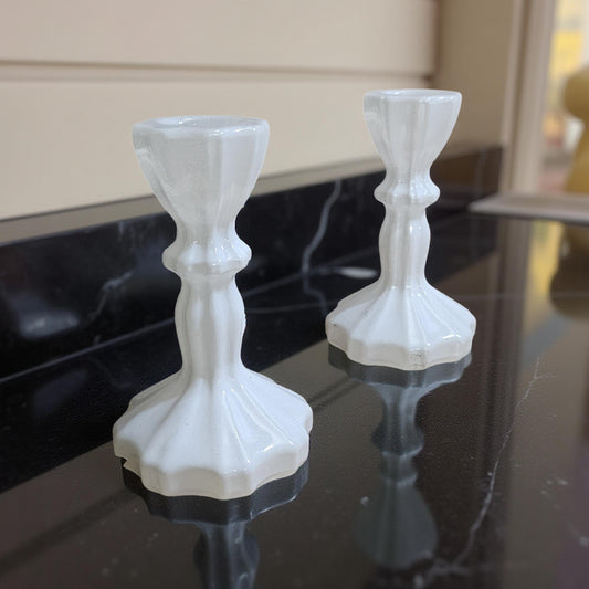 Candle Holder Stand, Antique White/ Pack of 2